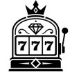 Minimalist black luxury slot machine icon with crown and diamond