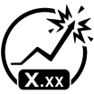Minimalist next-generation crash game icon with rising multiplier graph and crash point